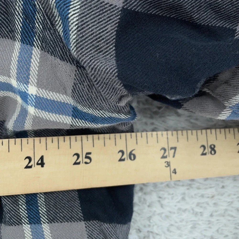L.L. Bean Fleece Lined Flannel‎ Shirt Jacket XL Traditional Fit Blue Gray Plaid